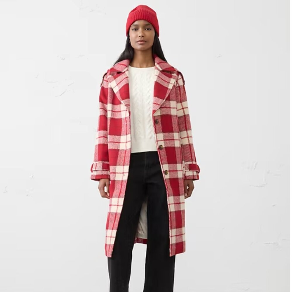 Gorgeous Red Plaid Banana Republic Factory Coat- Size M